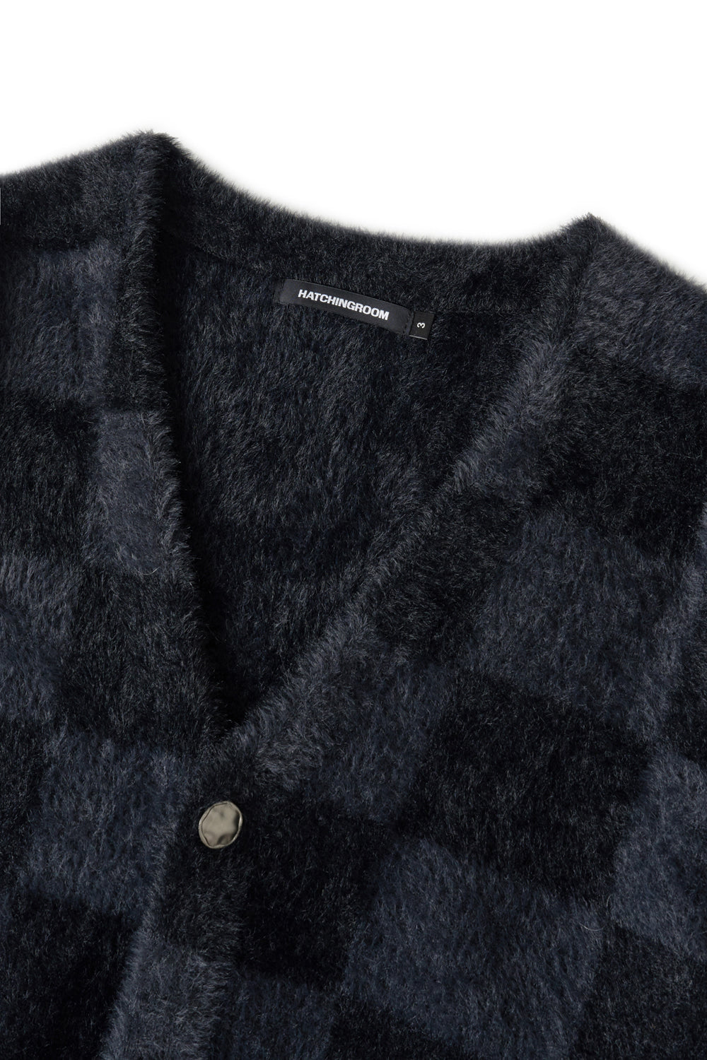 Hatchingroom - Hairy Cardigan Checkerboard (Black/Charcoal) product image 3 | TRAB K-Fashion Australia