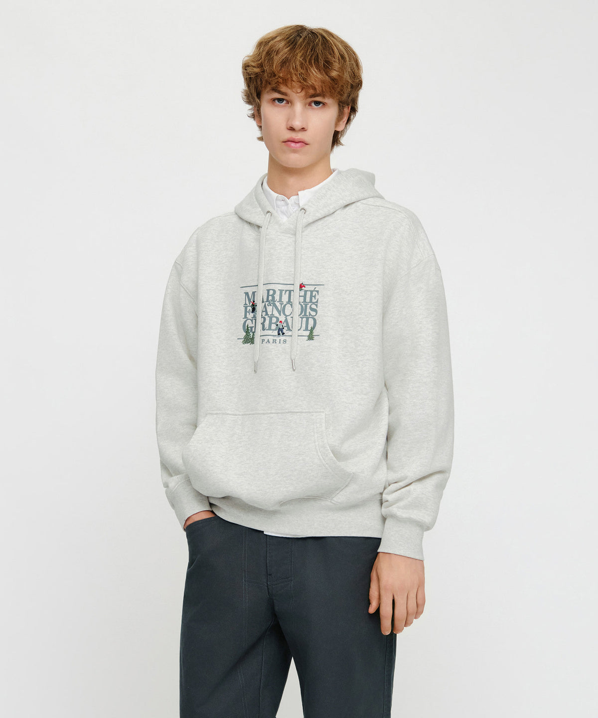 Marithe & Francois Girbaud - Alpes Classic Logo Oversized Hoodie (brushed) (Light Heather Gray) product image 2 | TRAB K-Fashion Australia