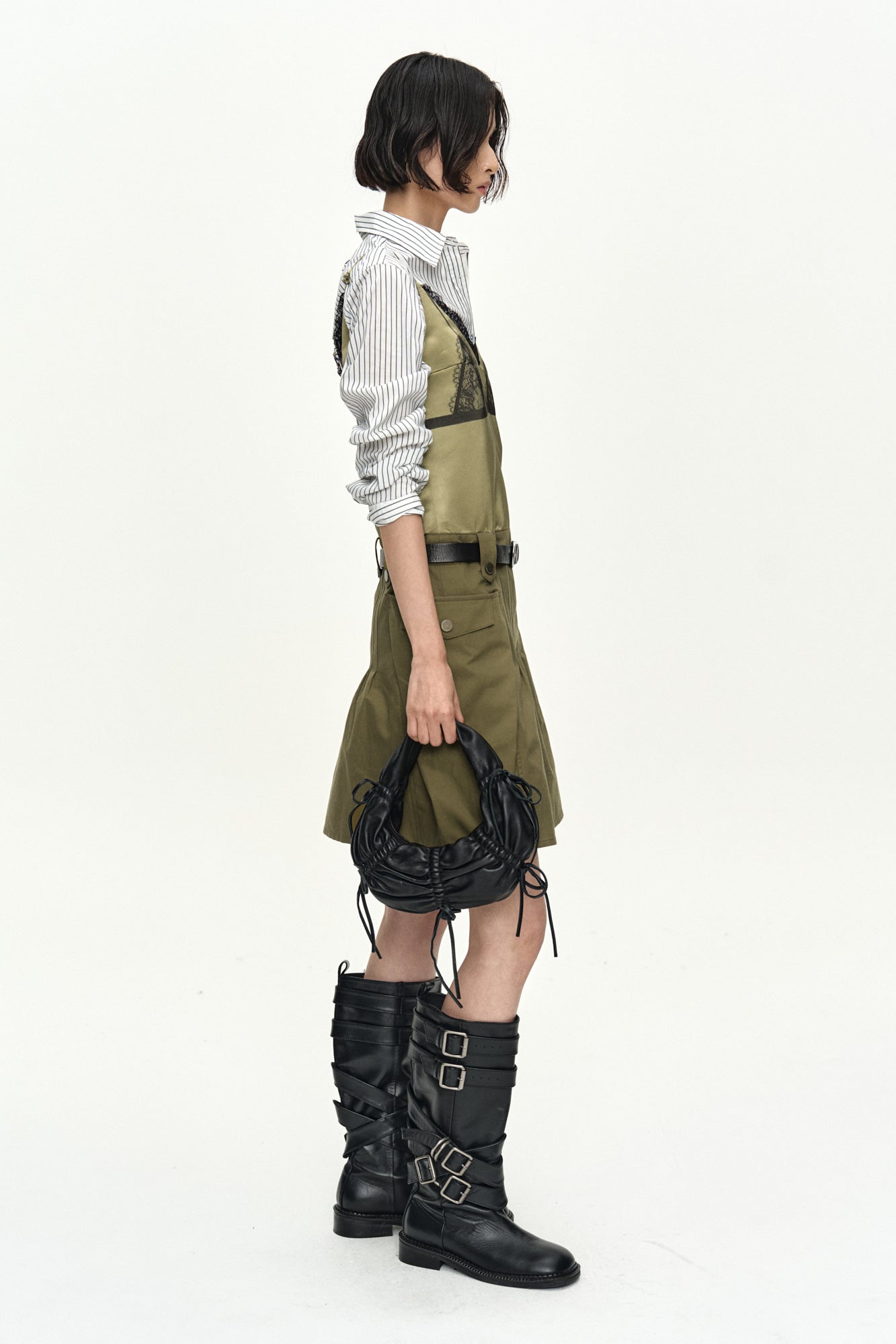 Andersson Bell - Lace Bra Printed Cargo Dress (Khaki) product image 2 | TRAB K-Fashion Australia