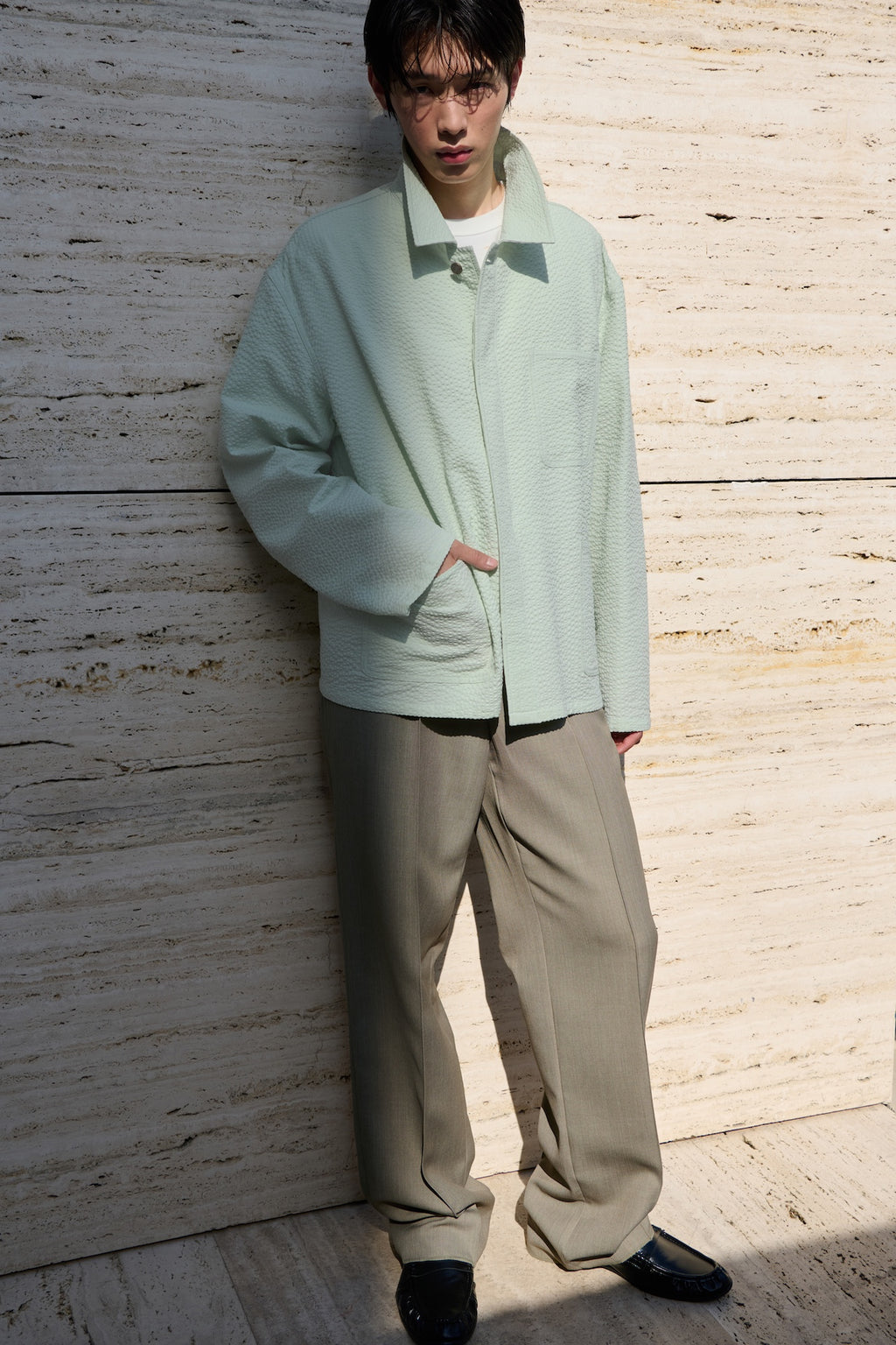 STU - Low Rise Pin Tuck Wool Slacks (Beige) product image 7 | TRAB K-Fashion Australia