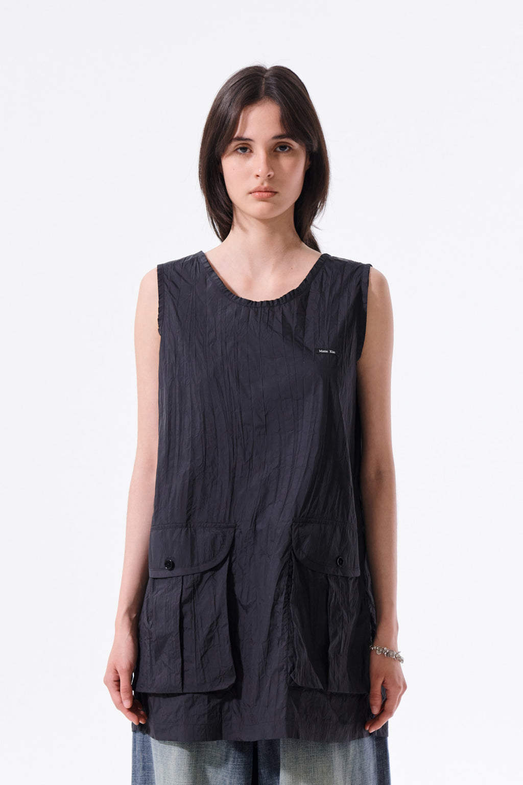 Matin Kim - Raw Edge Patch Pocket Sleeveless Dress (Black) product image 6 | TRAB K-Fashion Australia