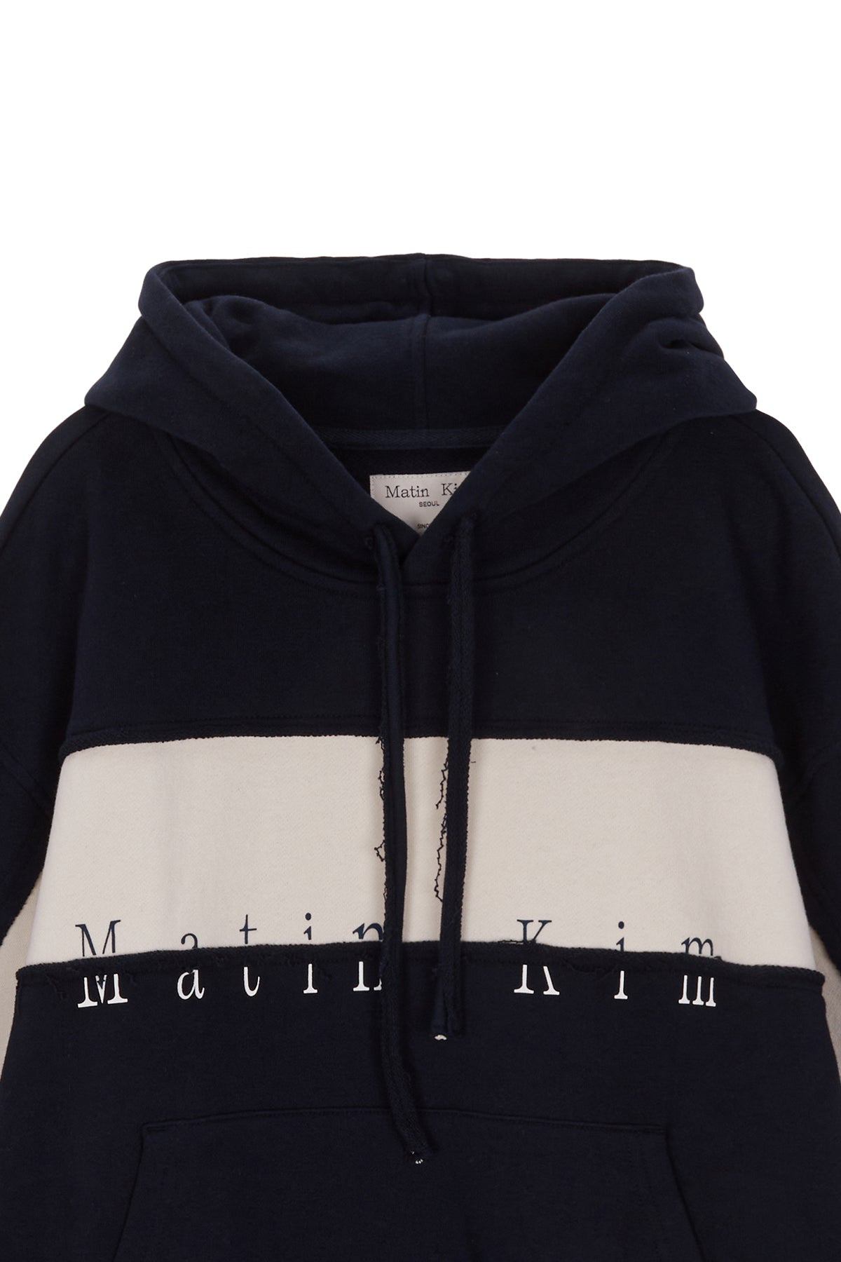 Matin Kim - Cutted Logo Hoody (Navy) product image 3 | TRAB K-Fashion Australia