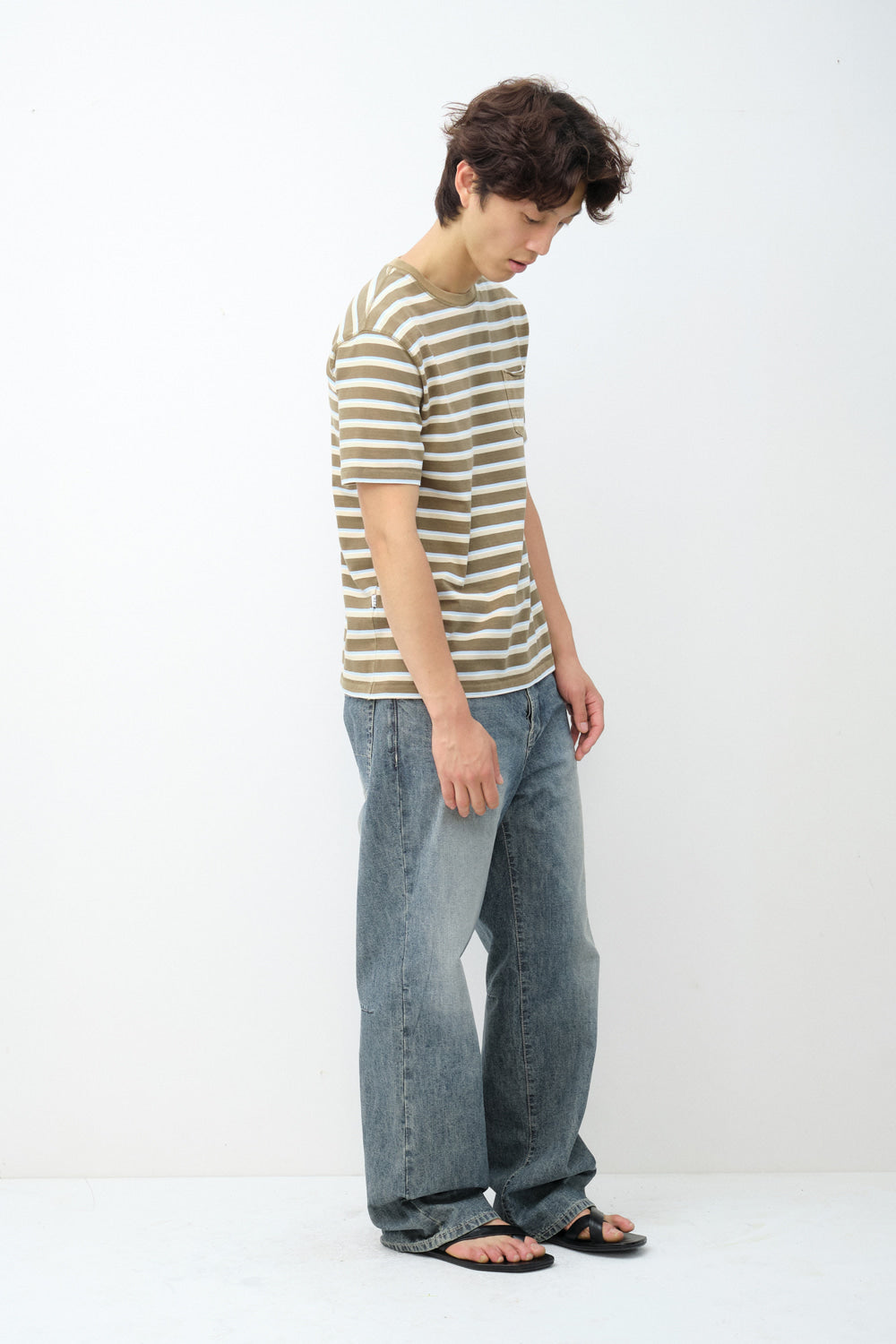 Hatchingroom - Bleached Stripe Tee (Khaki) product image 5 | TRAB K-Fashion Australia