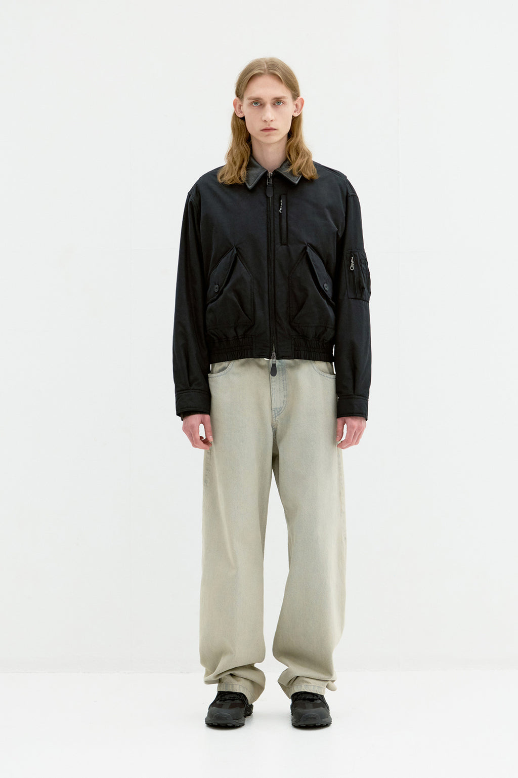 Coor - Leather Collar Mk-3 Flight Jumper (Black) product image 2 | TRAB K-Fashion Australia