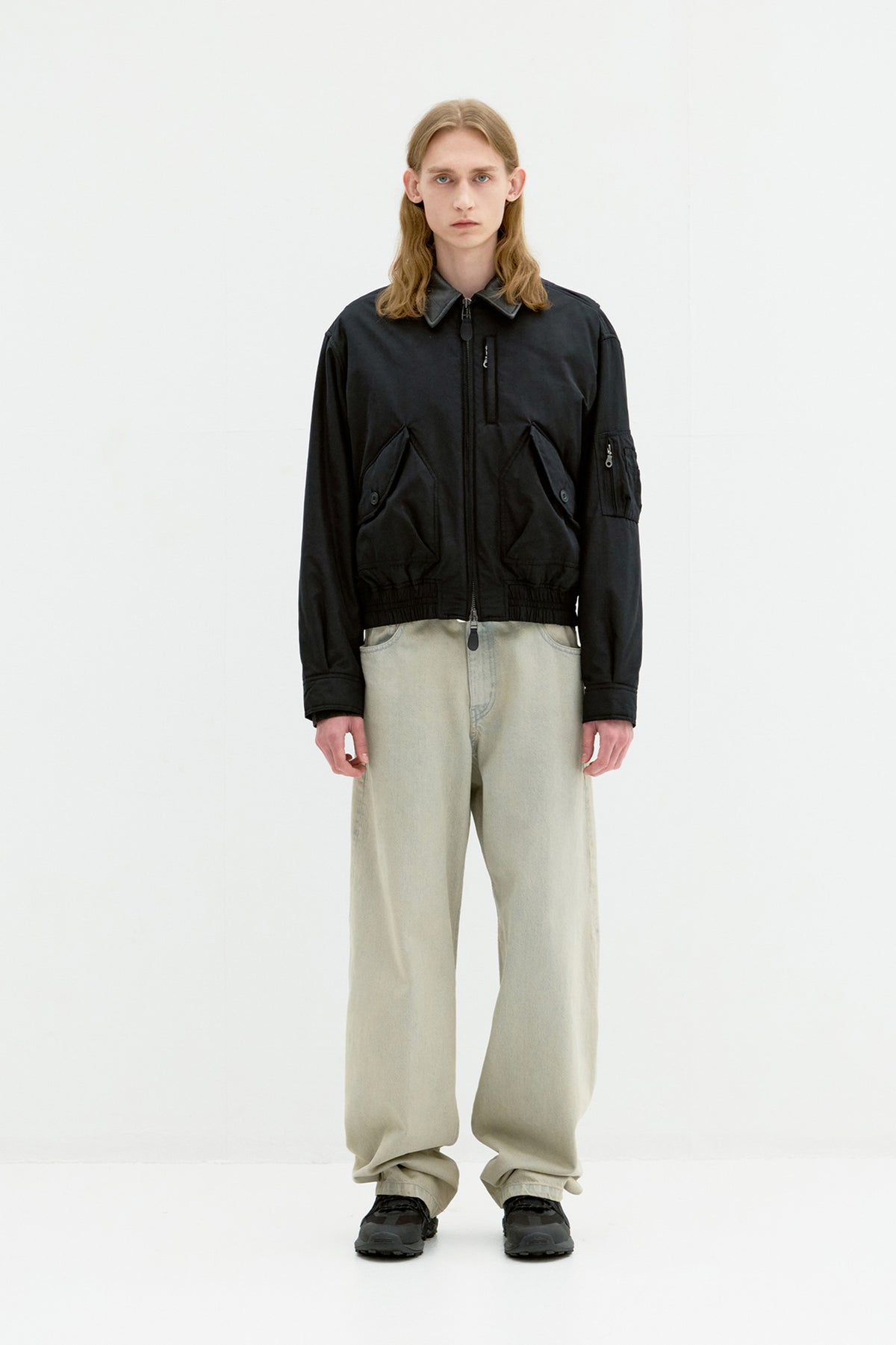 Coor - Leather Collar Mk-3 Flight Jumper (Black) product image 2 | TRAB K-Fashion Australia