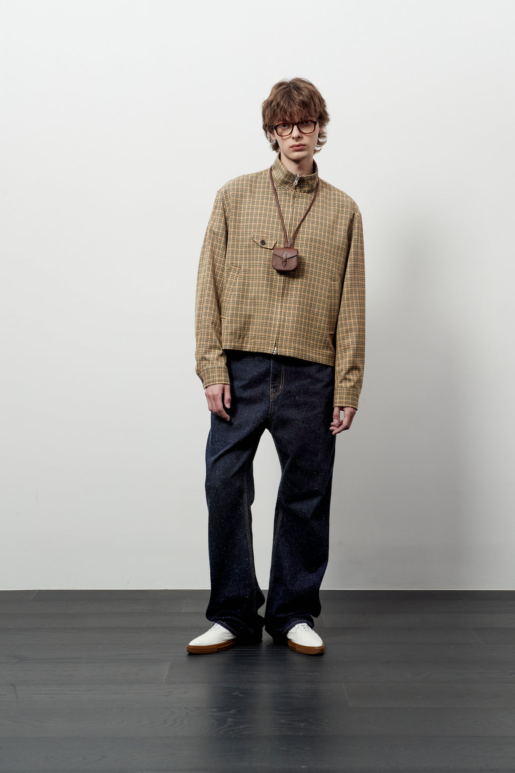 Stu - High Neck Crop Check Jacket Orange (Brown) product image 5 | TRAB K-Fashion Australia