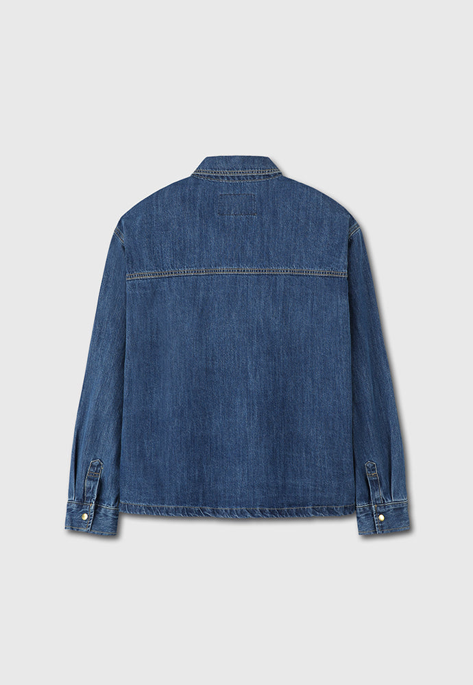 Tonywack - One Pocket Cropped Denim Blouson (Mid Blue) product image 8 | TRAB K-Fashion Australia