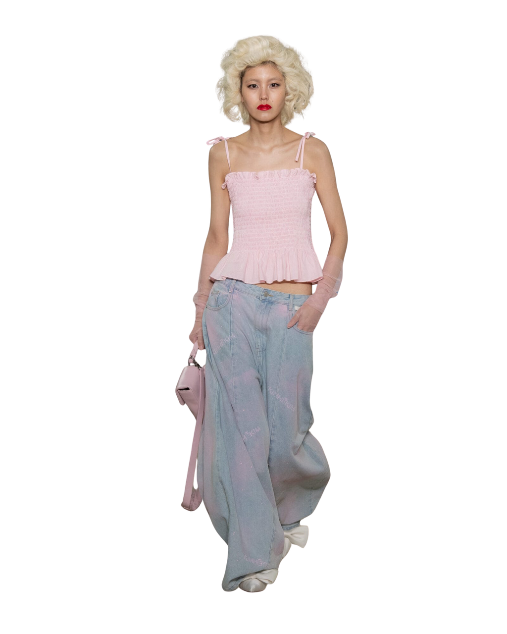 Kimhe Kim - Spray Dyed Balloon Fit Jeans (Sky Blue/Pink) product image 1 | TRAB K-Fashion Australia