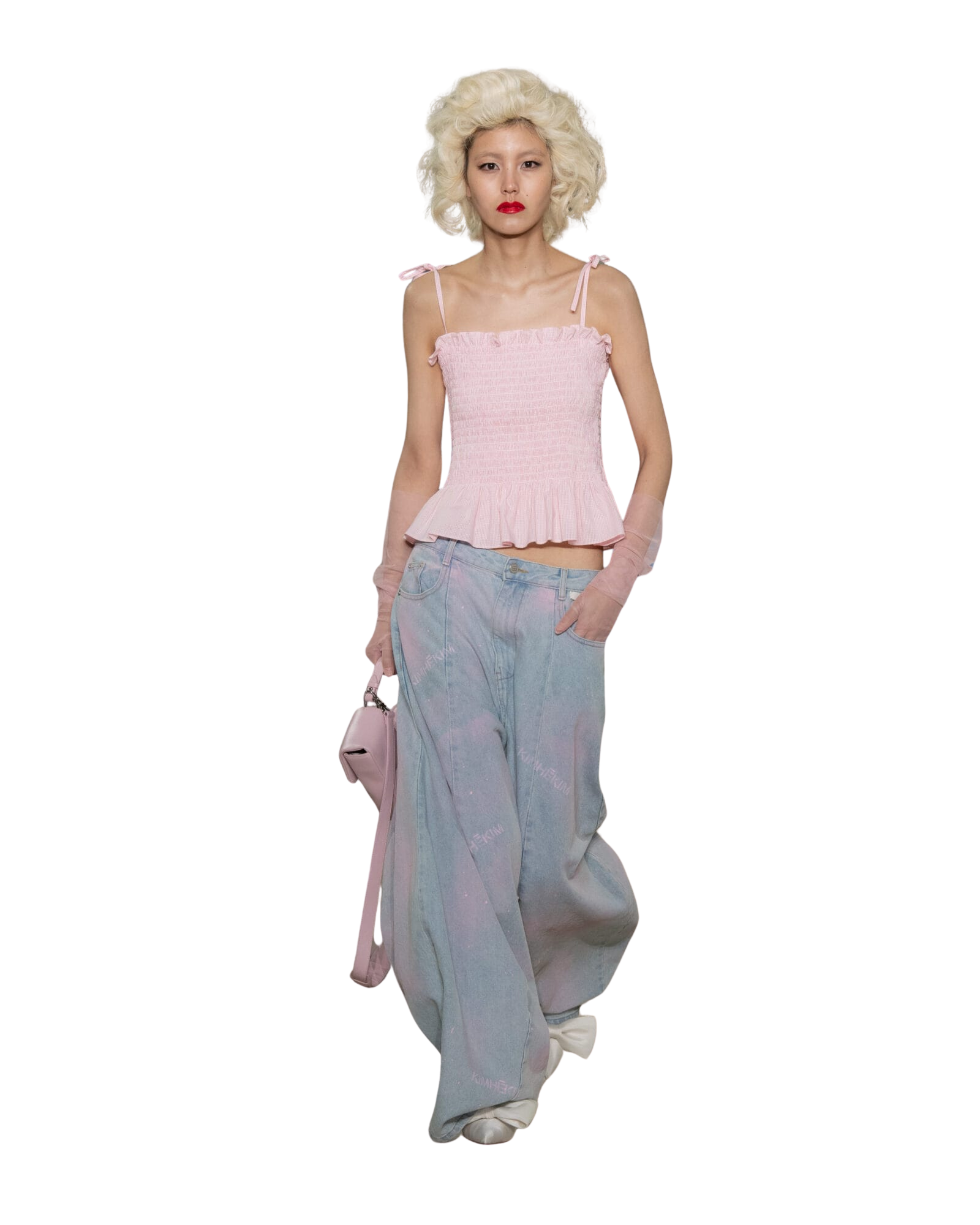Kimhe Kim - Spray Dyed Balloon Fit Jeans (Sky Blue/Pink) product image 1 | TRAB K-Fashion Australia