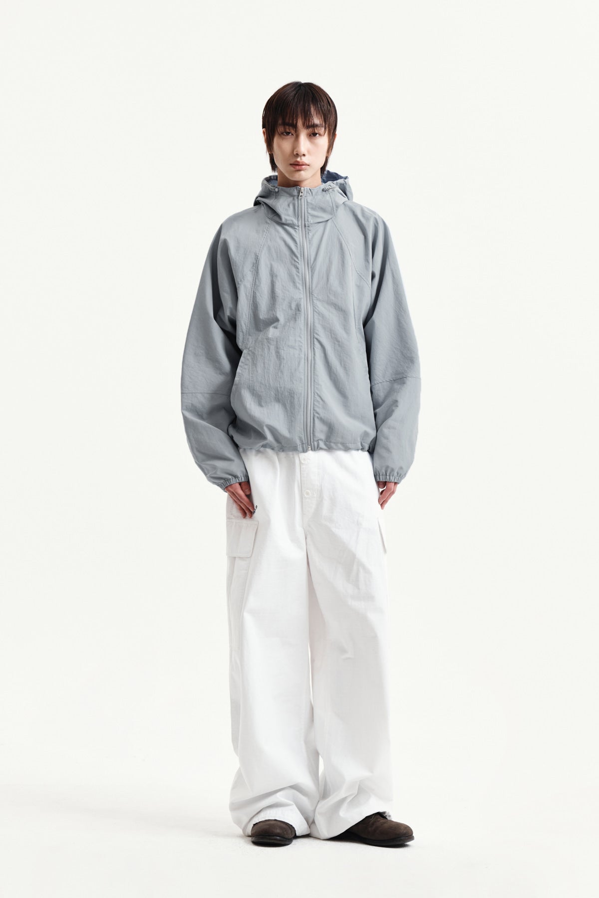 Matin Kim - Back Logo Hoody Wind Breaker (Light Grey) product image 15 | TRAB K-Fashion Australia