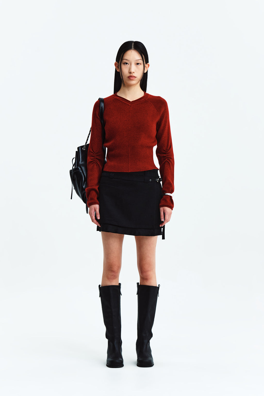 Matin Kim - Layered Belted Mini Skirt (Black) product image 10 | TRAB K-Fashion Australia