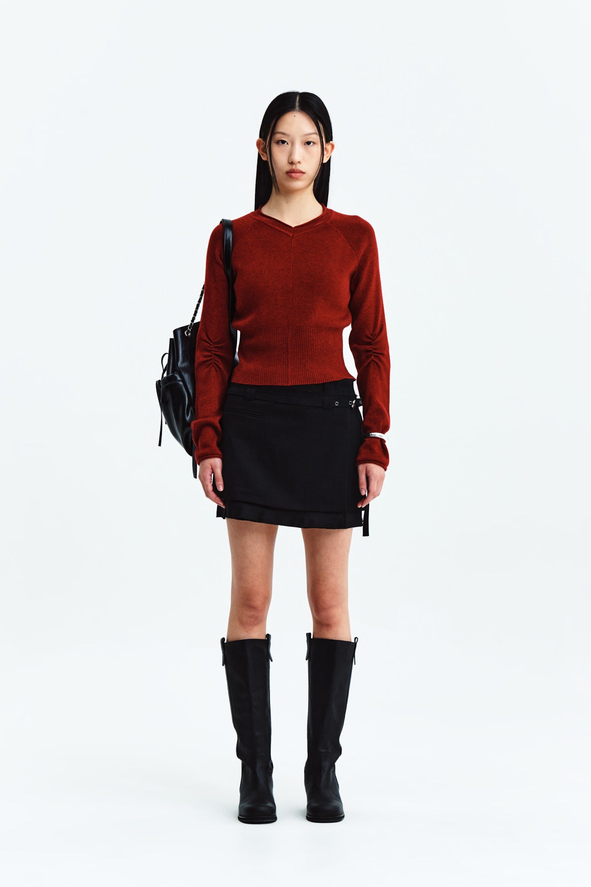 Matin Kim - Layered Belted Mini Skirt (Black) product image 10 | TRAB K-Fashion Australia