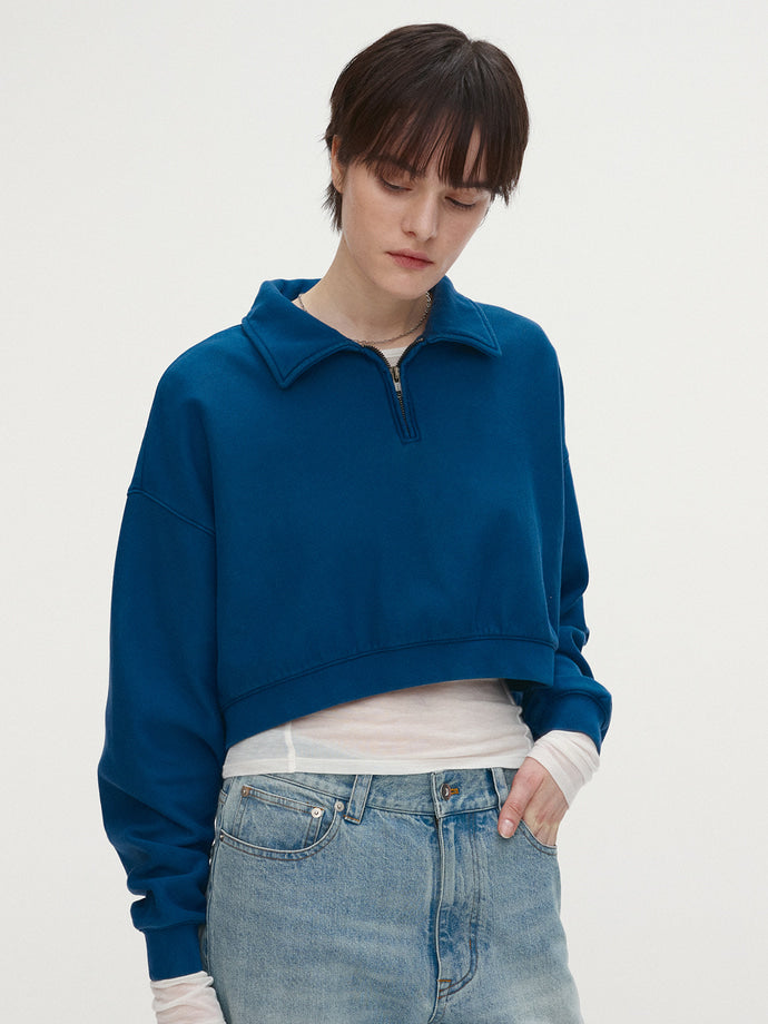 Tonywack - Garment-Dyed Cropped Zip Up Sweatshirt (Indigo) product image 6 | TRAB K-Fashion Australia