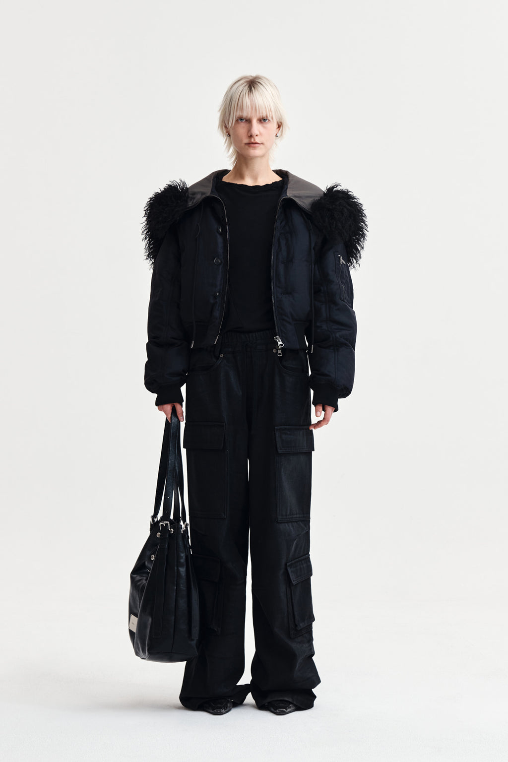Matin Kim - Coating Cargo Denim Pants (Black) product image 9 | TRAB K-Fashion Australia