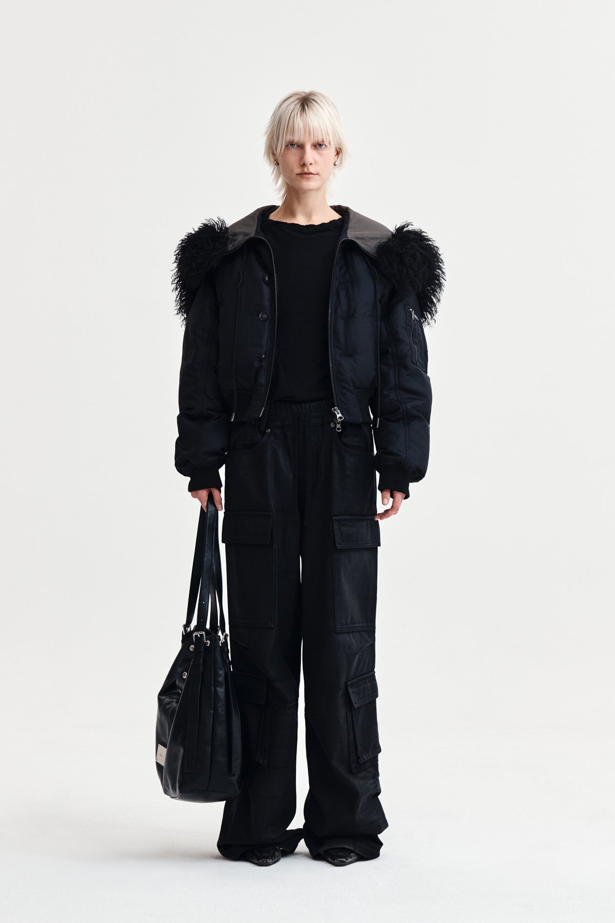 Matin Kim - Coating Cargo Denim Pants (Black) product image 9 | TRAB K-Fashion Australia