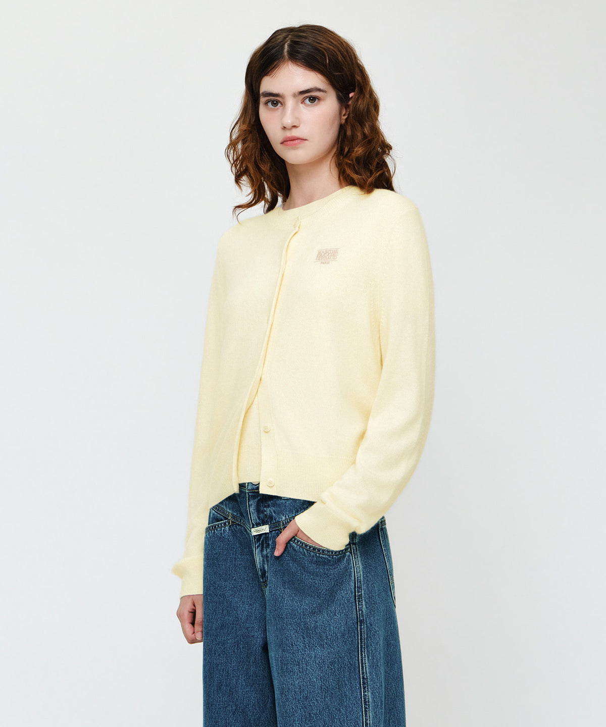 Marithe & Francois Girbaud - Small Classic Logo Round Neck Cardigan Set Up (Ivory) product image 2 | TRAB K-Fashion Australia