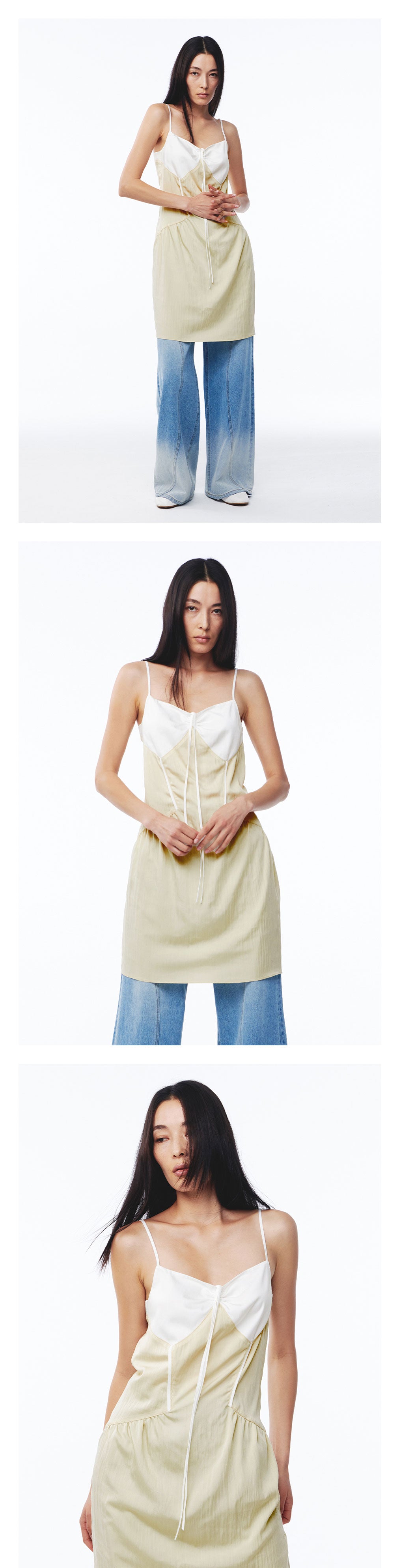 Kijun - Blocked Camisole Mini Dress (Beige Off-White) product image 1 | TRAB K-Fashion Australia