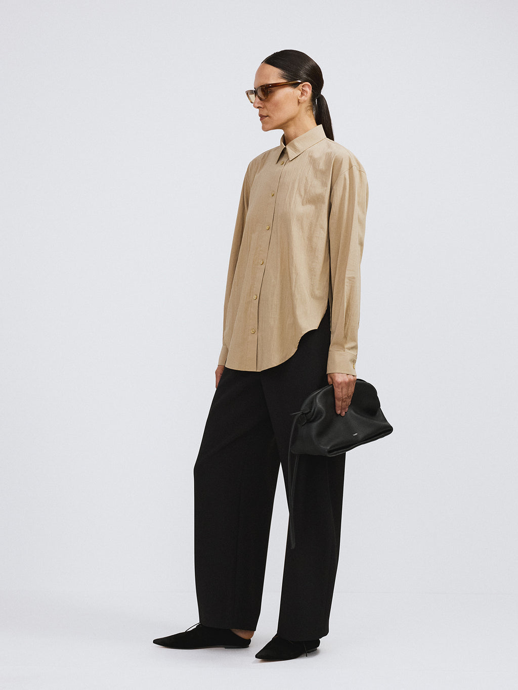 Recto - Open Back Draped Shirt (Khaki Beige) product image 3 | TRAB K-Fashion Australia