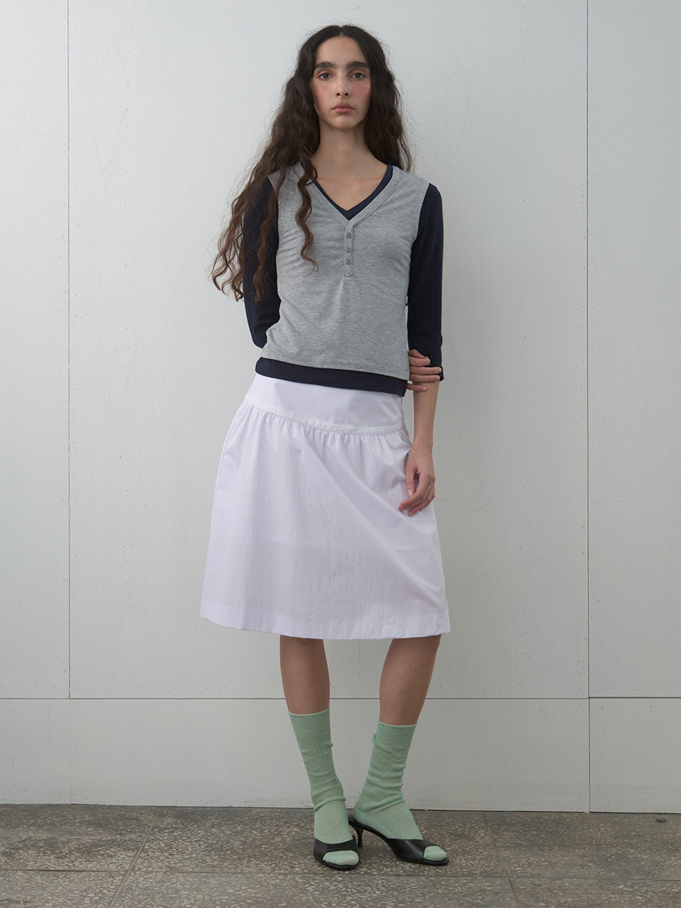 Kijun - Layered V-Neck Tee (Navy) product image 4 | TRAB K-Fashion Australia