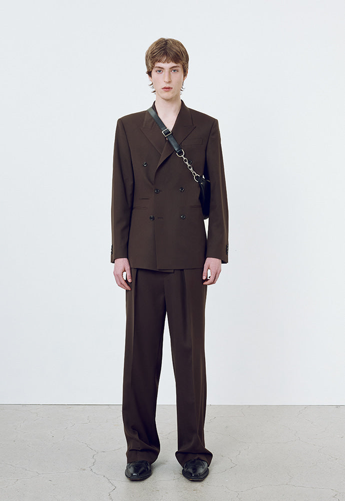 Tonywack - Wool Twill Double-Breasted Tailored Blazer (Brown) product image 3 | TRAB K-Fashion Australia