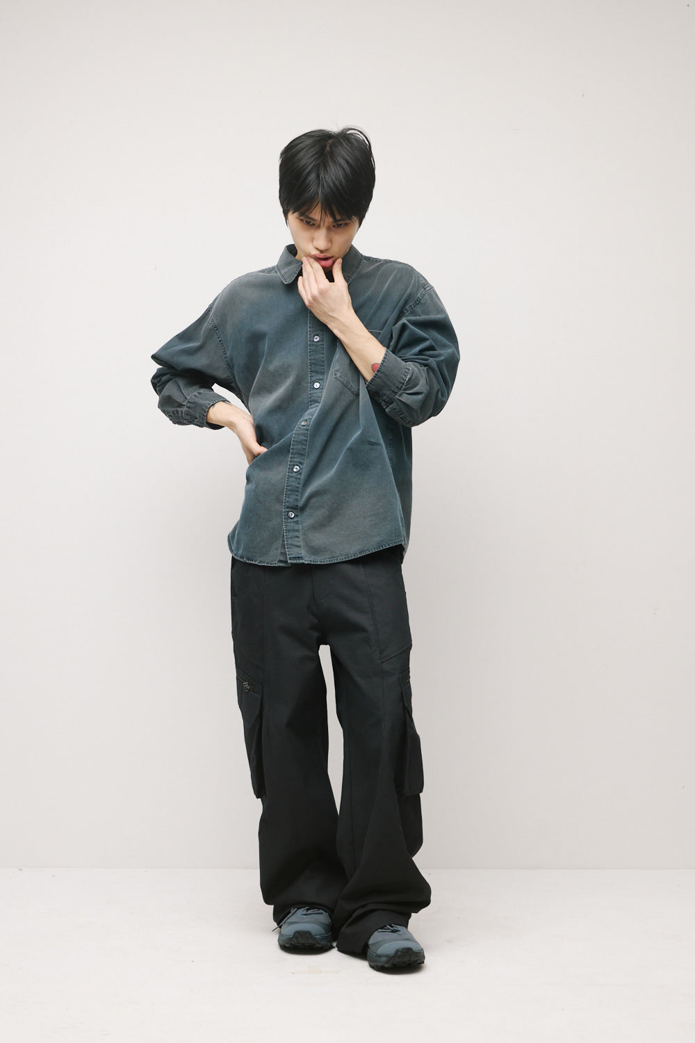 Hatchingroom - Over Denim Shirt (Blue Grey) product image 7 | TRAB K-Fashion Australia