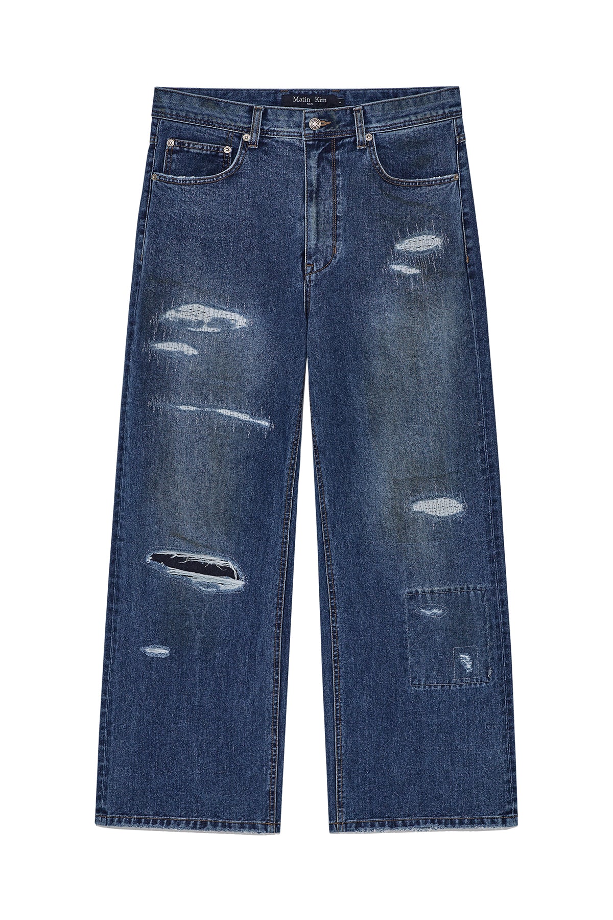 Matin Kim - Destroyed Vintage Wide Denim Pants (Blue) product image 1 | TRAB K-Fashion Australia