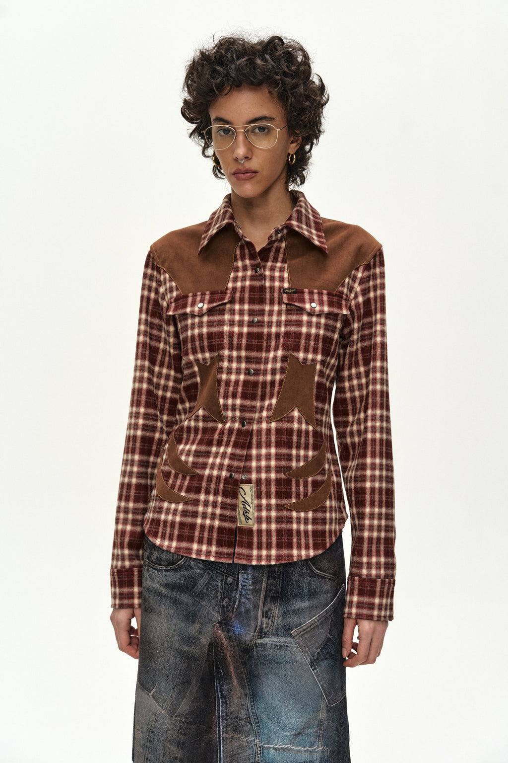 Andersson Bell - Checkered Western Patched Shirt (red) (Red) product image 4 | TRAB K-Fashion Australia