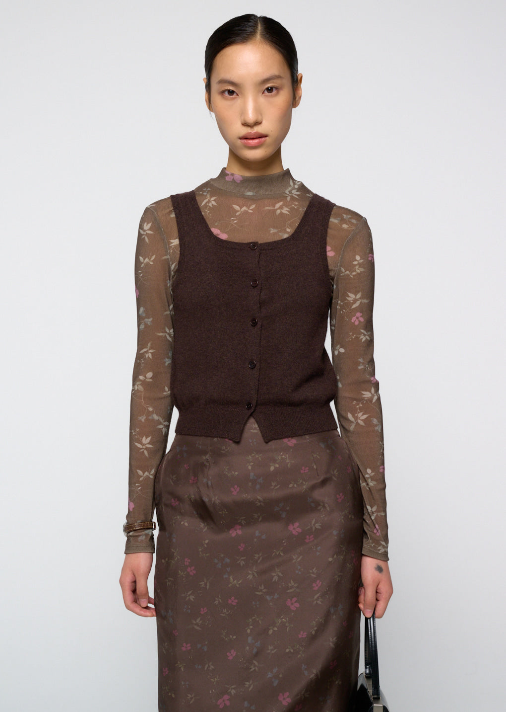 Amomento - Cashmere Button Up U-neck Vest (Brown) product image 5 | TRAB K-Fashion Australia