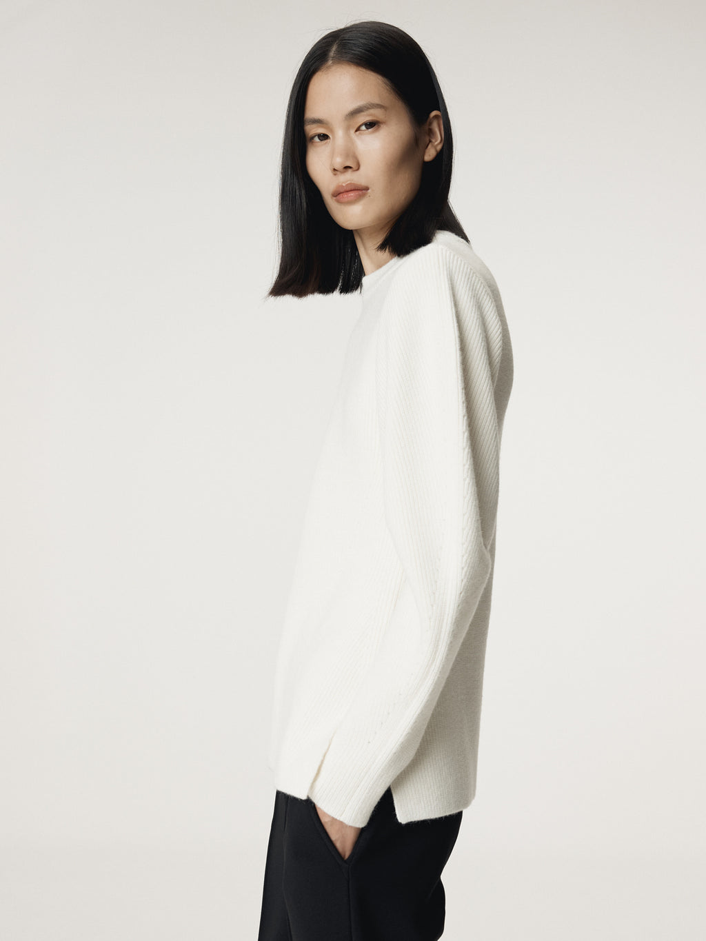 Recto - Volume Sleeve Structured Knit Top (Ivory) product image 6 | TRAB K-Fashion Australia