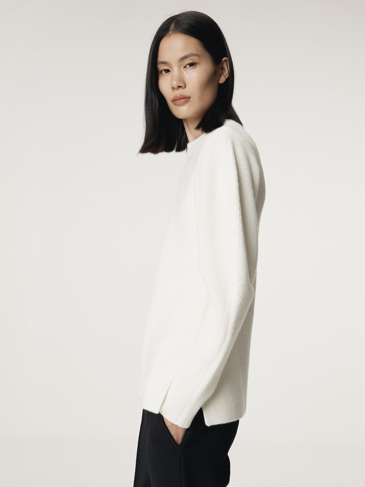Recto - Volume Sleeve Structured Knit Top (Ivory) product image 6 | TRAB K-Fashion Australia