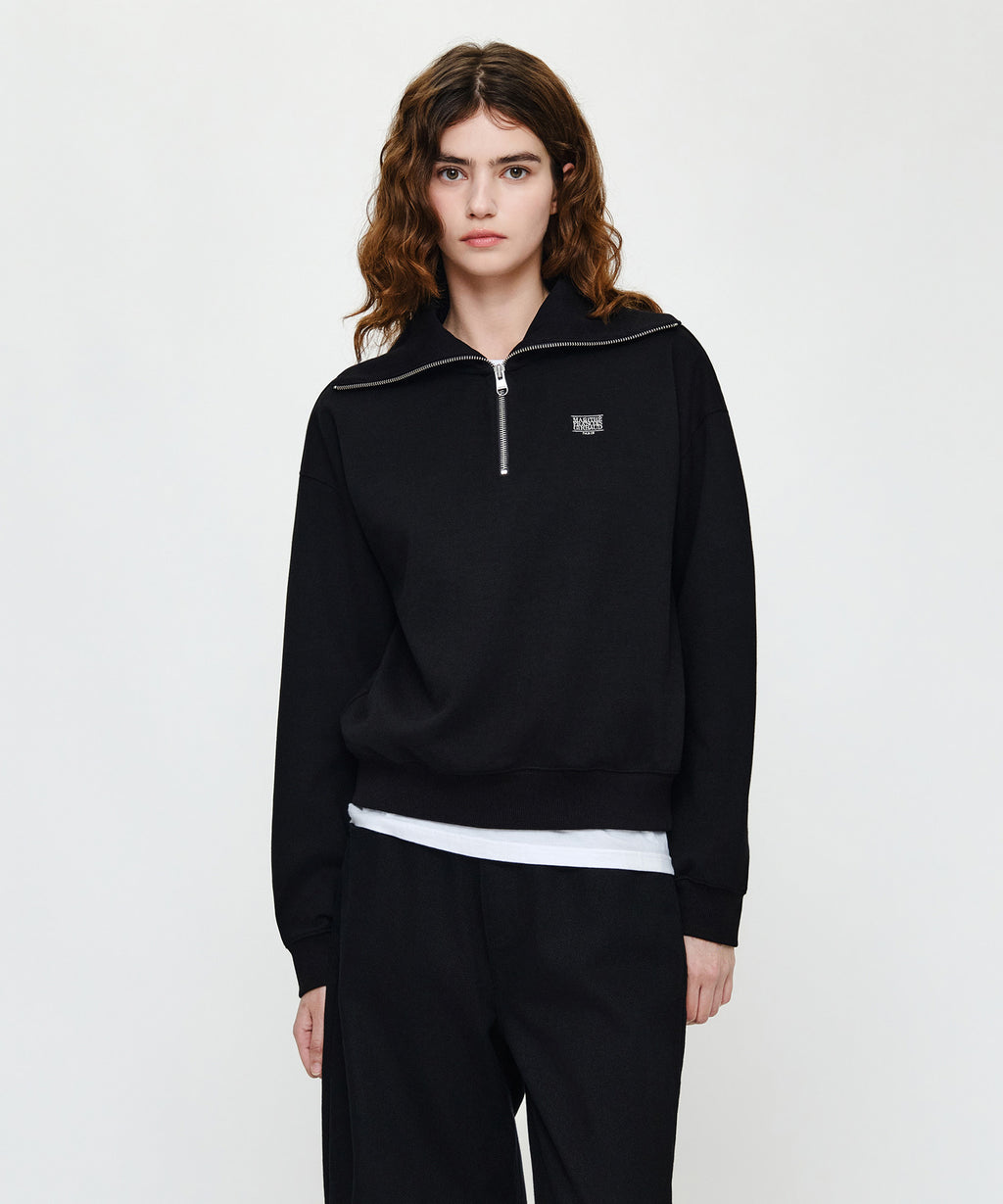 Marithe & Francois Girbaud - Micro Classic Logo Quarter Zipup Sweatshirt (Black) product image 1 | TRAB K-Fashion Australia