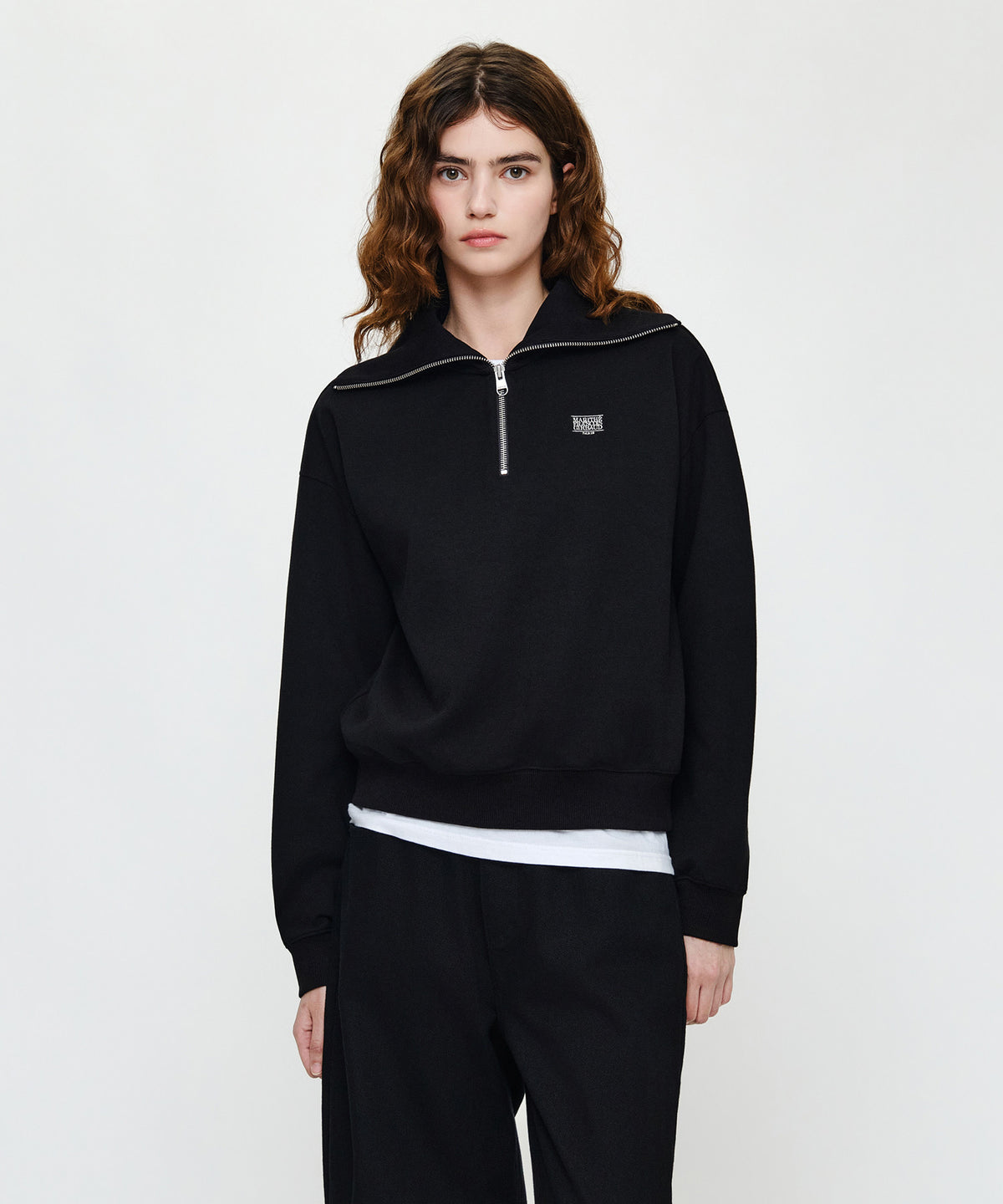 Marithe & Francois Girbaud - Micro Classic Logo Quarter Zipup Sweatshirt (Black) product image 1 | TRAB K-Fashion Australia