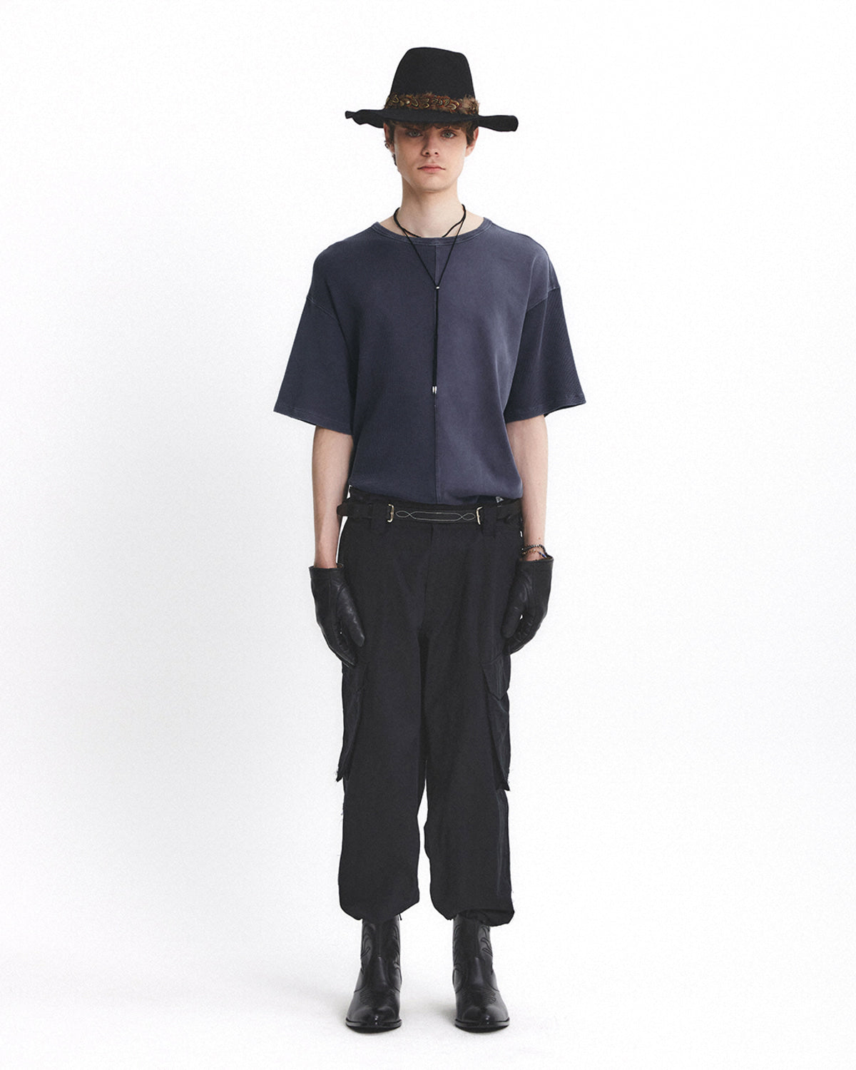 Eastlogue - Multi-fabric Loose Fit T-shirt (Purple) product image 1 | TRAB K-Fashion Australia