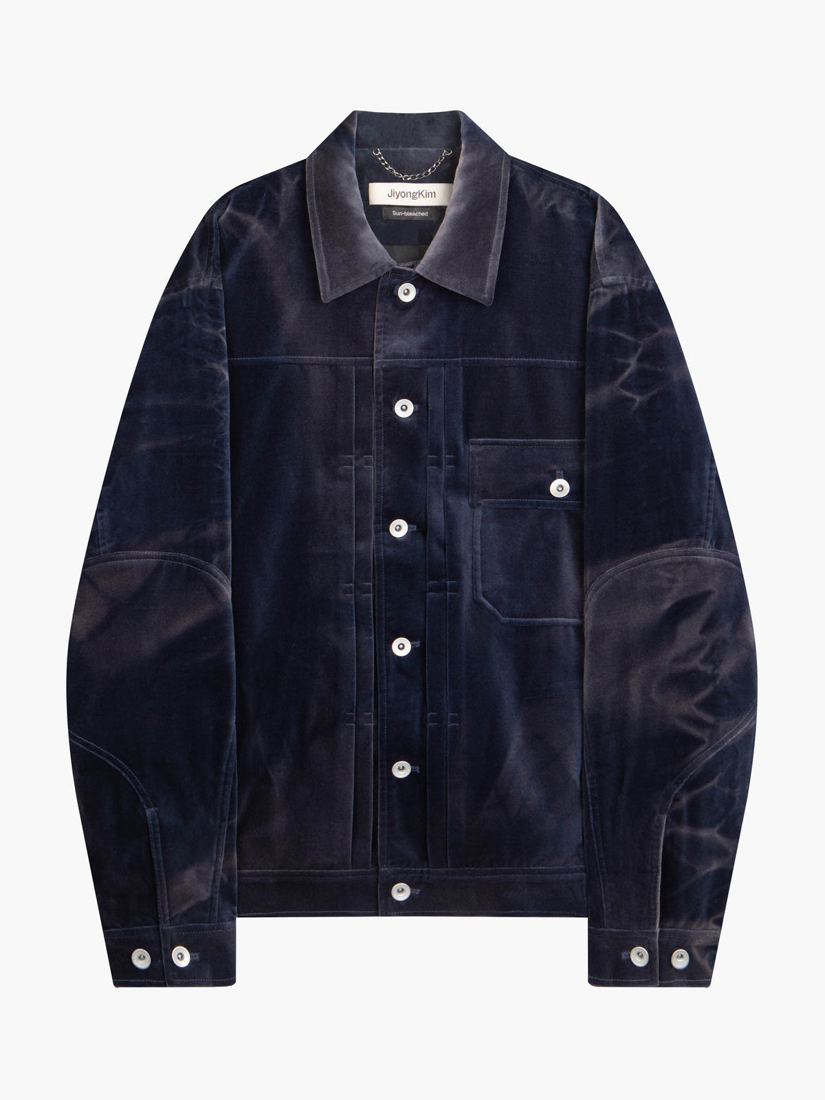 Jiyong Kim - Sun-Bleached Velvet Trucker Jacket (Blue) product image 8 | TRAB K-Fashion Australia