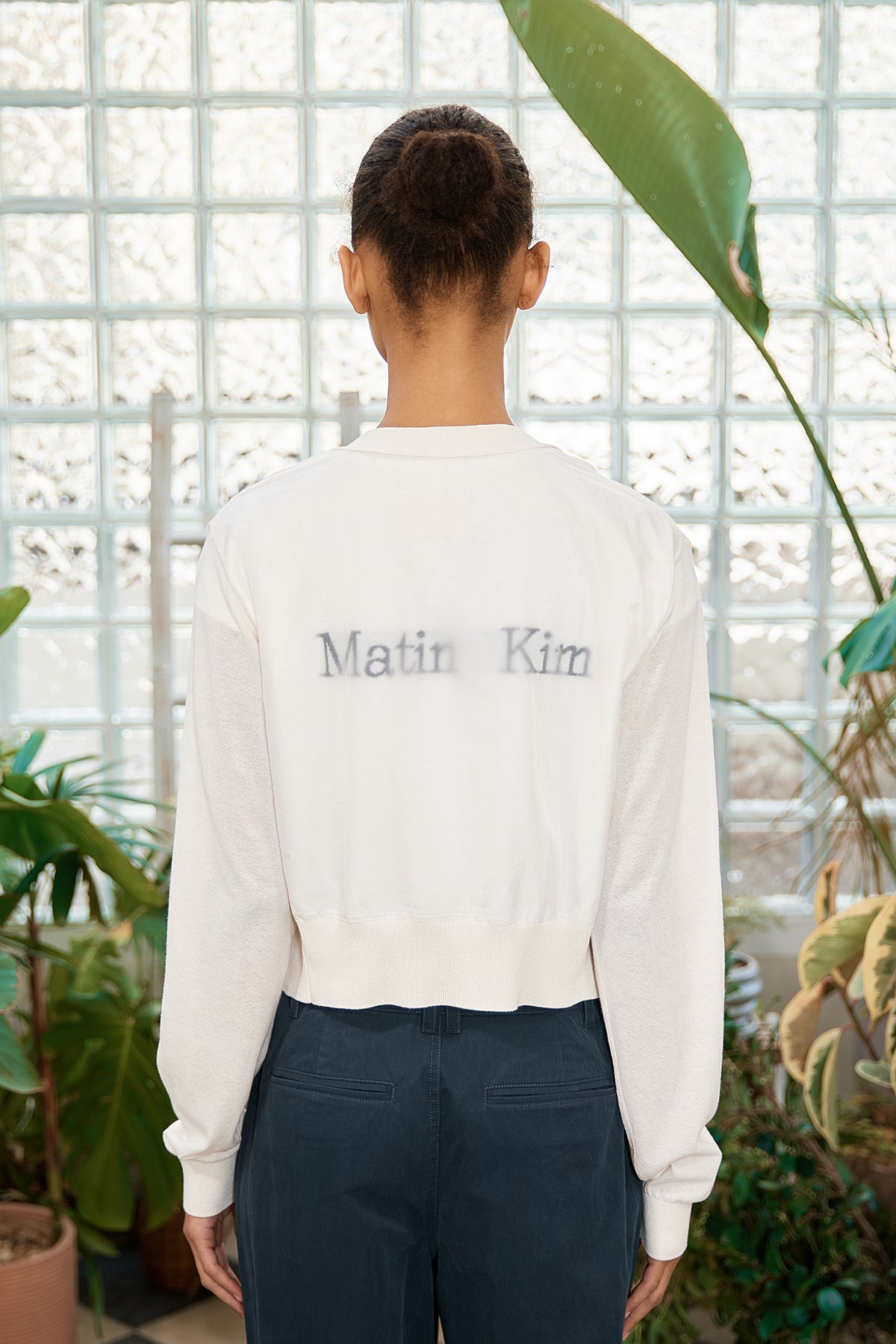 Matin Kim - Back Logo See Through Cardigan (Ivory) product image 8 | TRAB K-Fashion Australia