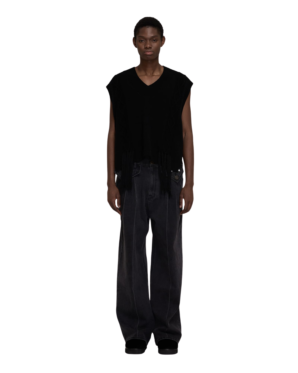 Kimhe Kim - Fringed Knit Vest (Black) product image 12 | TRAB K-Fashion Australia