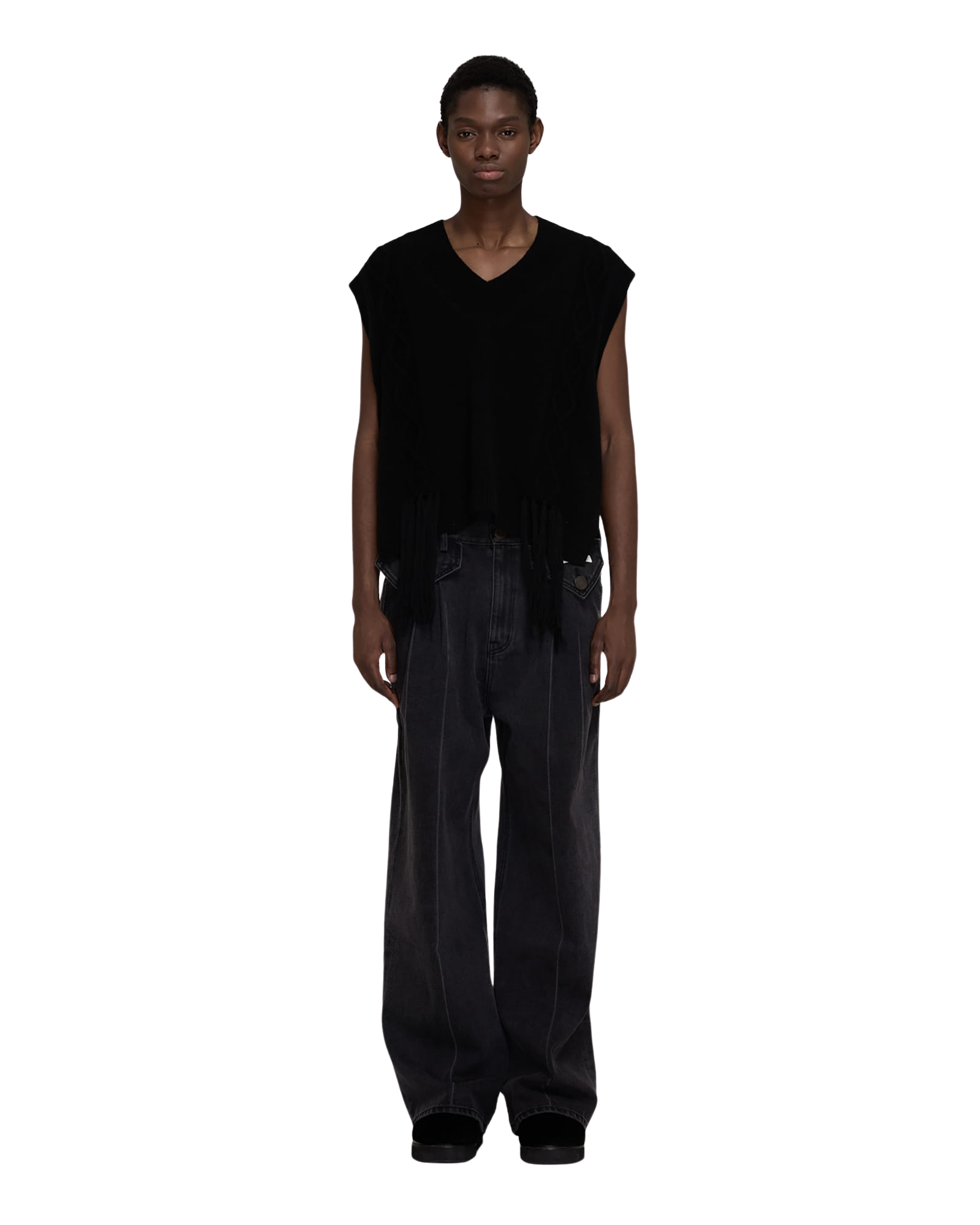 Kimhe Kim - Fringed Knit Vest (Black) product image 12 | TRAB K-Fashion Australia
