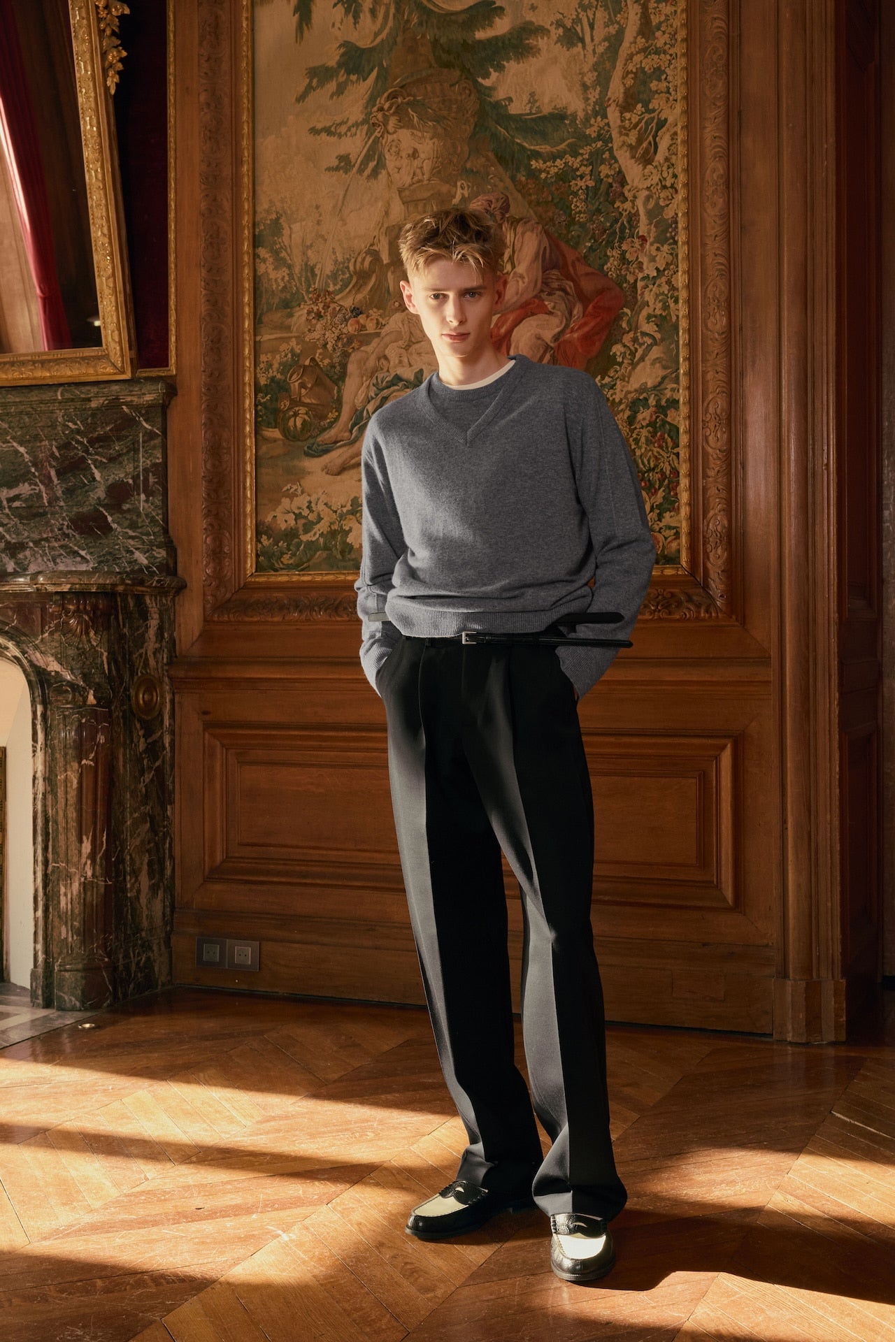 STU - Pin Tuck V-neck Knit (Grey) product image 10 | TRAB K-Fashion Australia