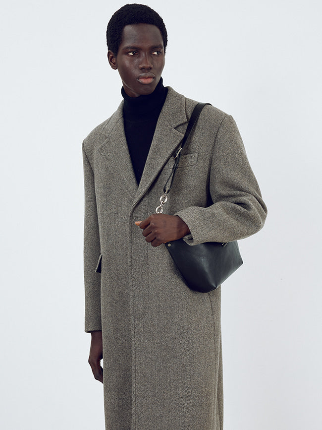 Tonywack - Herringbone Wool Tailored Single Coat (Beige/Grey) product image 5 | TRAB K-Fashion Australia