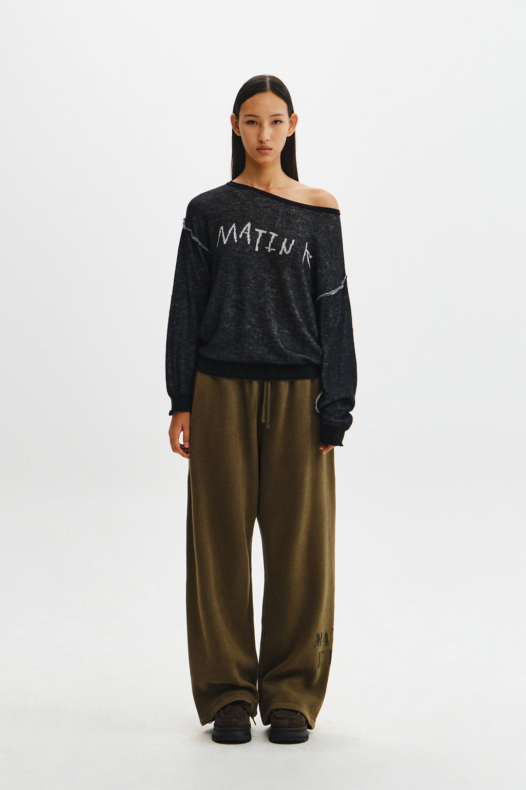 Matin Kim - Matin Dual Tone Knit Pullover (Black) product image 7 | TRAB K-Fashion Australia