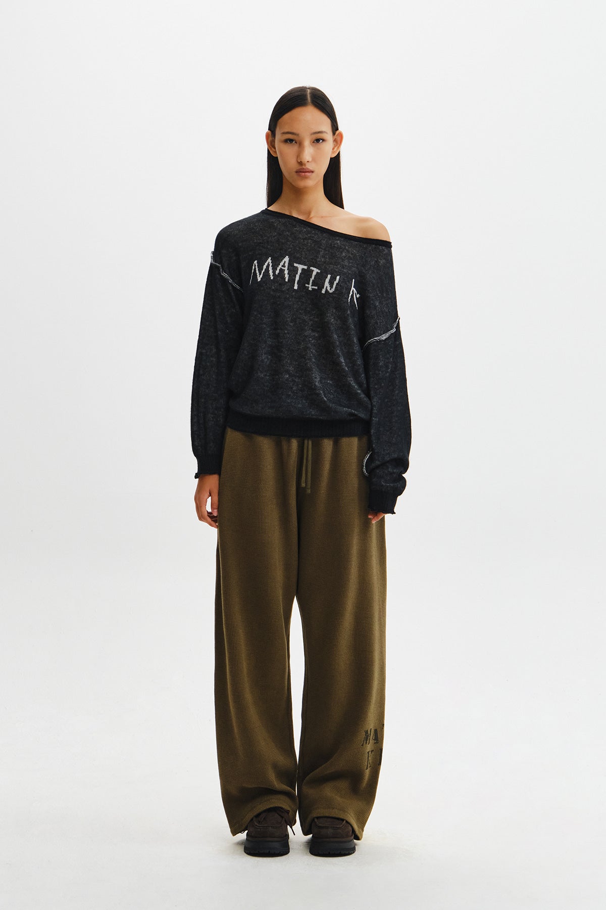 Matin Kim - Matin Dual Tone Knit Pullover (Black) product image 7 | TRAB K-Fashion Australia