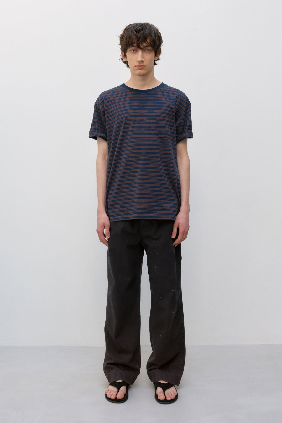 Insilence - Striped Pocket T-shirt (Navy) product image 1 | TRAB K-Fashion Australia