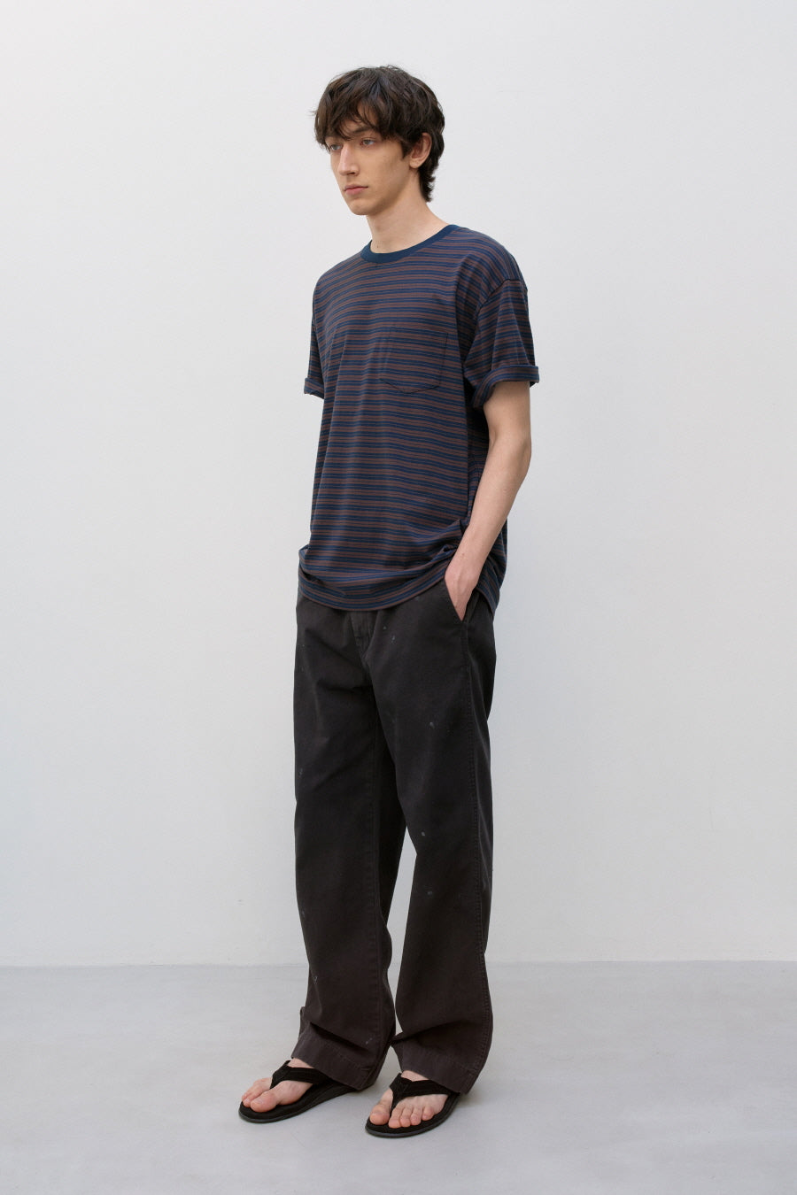 Insilence - Striped Pocket T-shirt (Navy) product image 3 | TRAB K-Fashion Australia