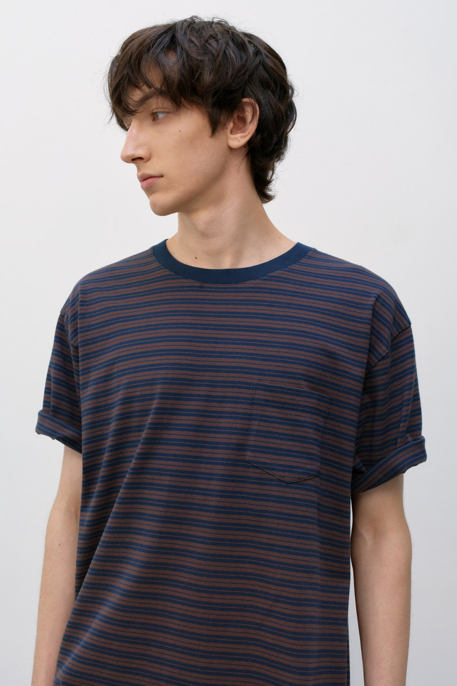 Insilence - Striped Pocket T-shirt (Navy) product image 2 | TRAB K-Fashion Australia