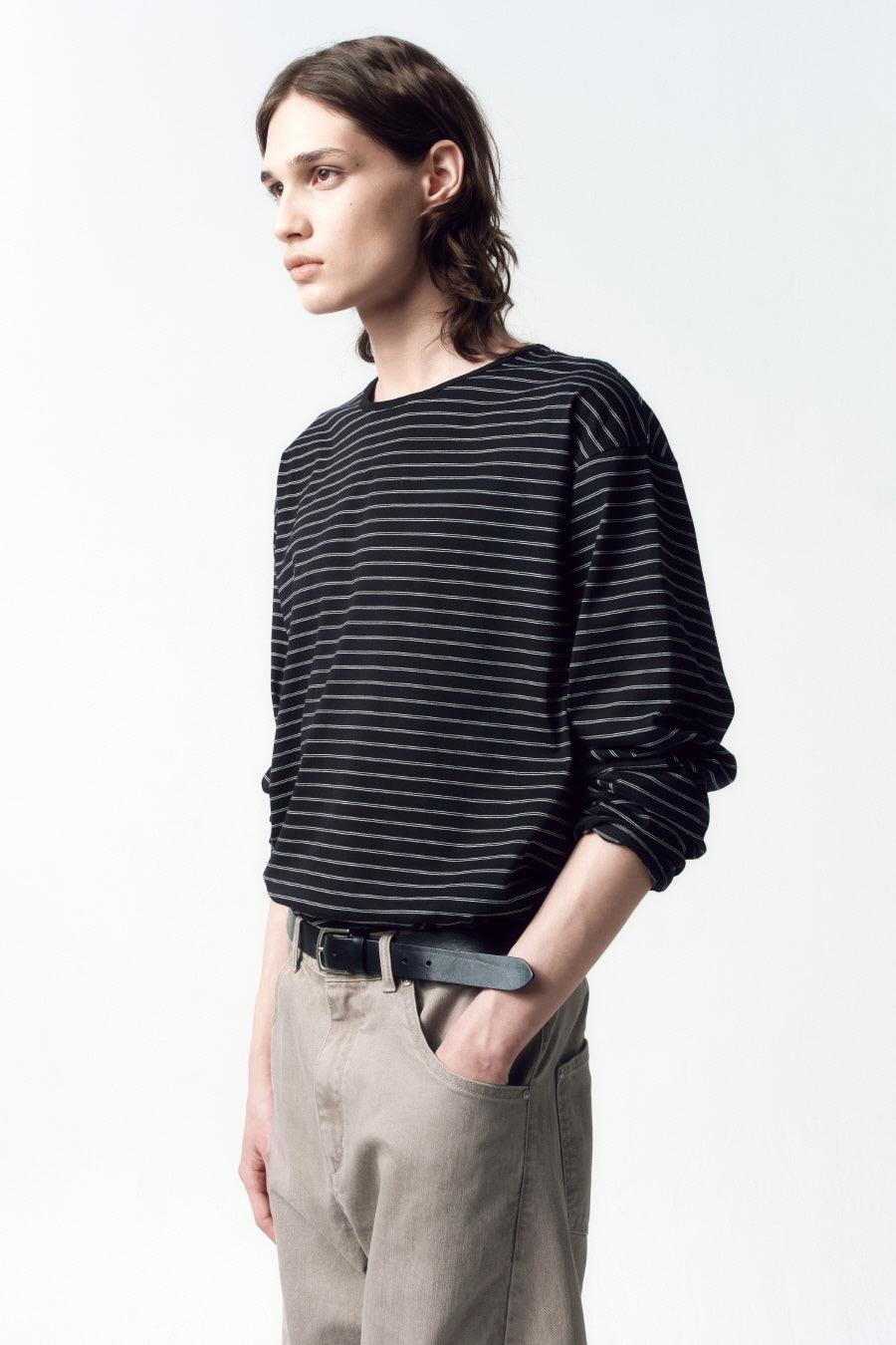 Insilence - Semi Boat Neck Stripe Long Sleeve (Black) product image 3 | TRAB K-Fashion Australia