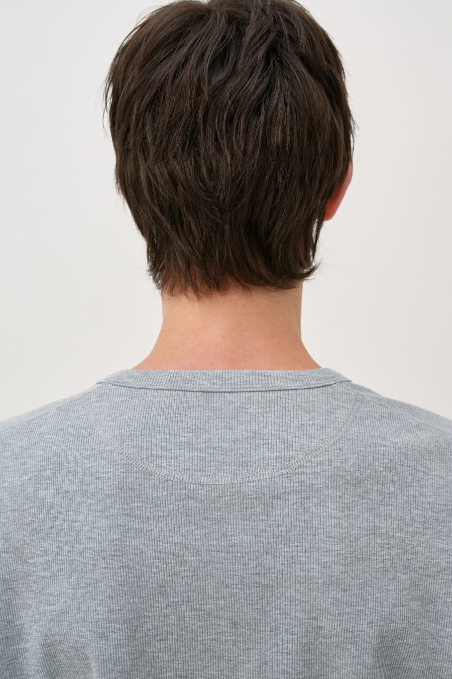 Insilence - Slim Fit Ribbed Henley Neck (Melange Grey) product image 5 | TRAB K-Fashion Australia