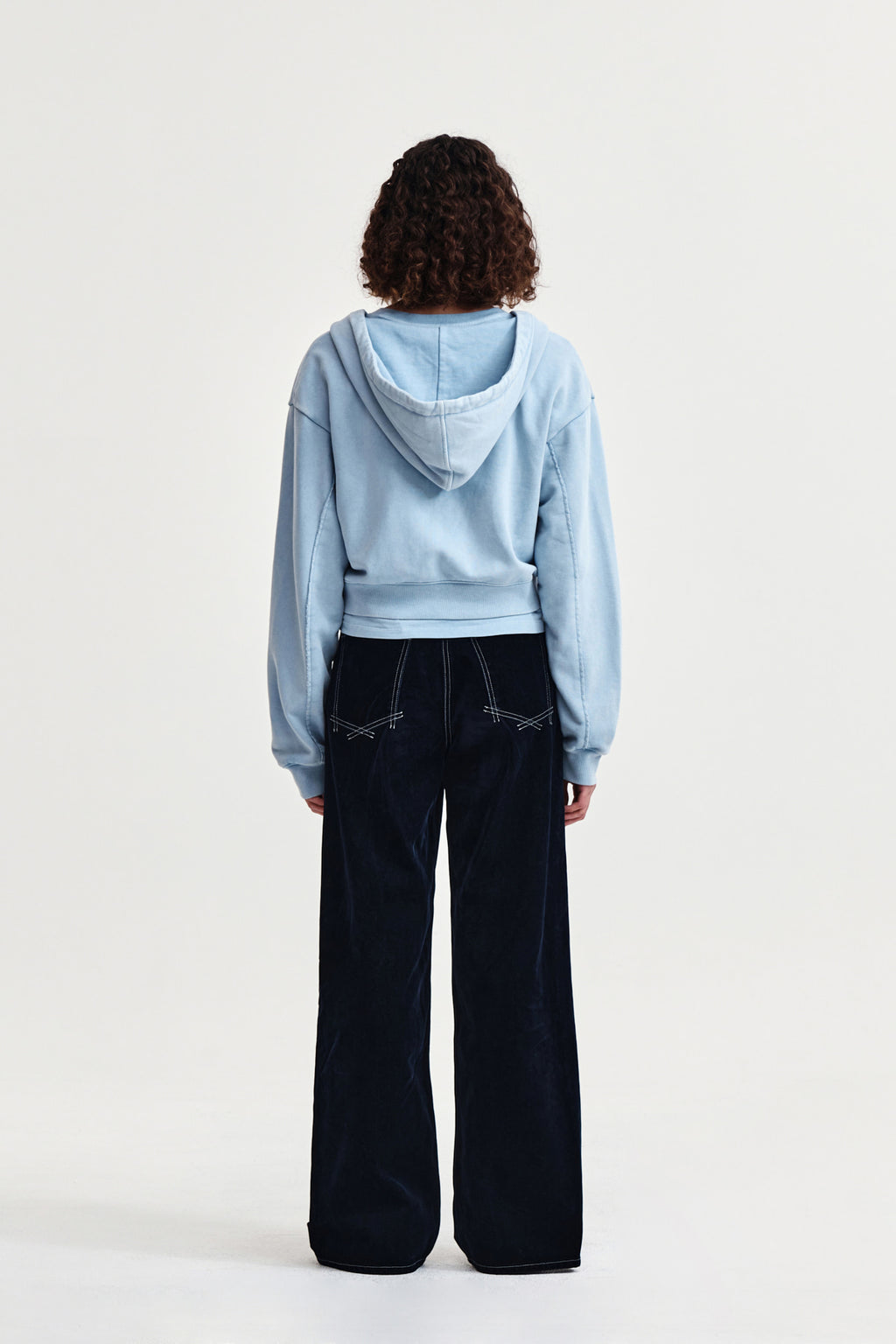 Matin Kim - Washed Layered Crop Hoody (Sky) product image 7 | TRAB K-Fashion Australia