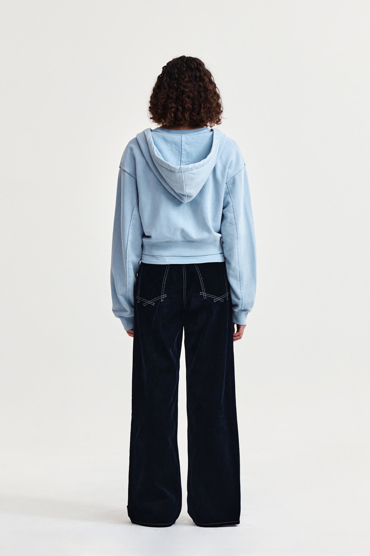 Matin Kim - Washed Layered Crop Hoody (Sky) product image 7 | TRAB K-Fashion Australia