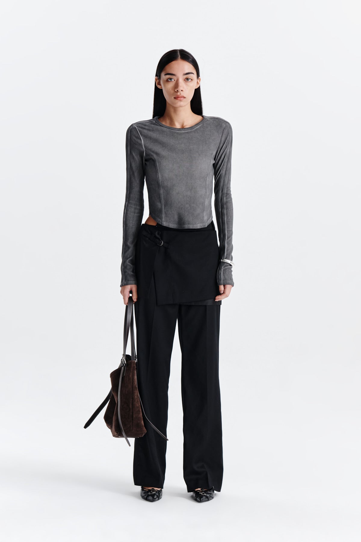 Matin Kim - Slit Point Skirt Trouser (Black) product image 5 | TRAB K-Fashion Australia