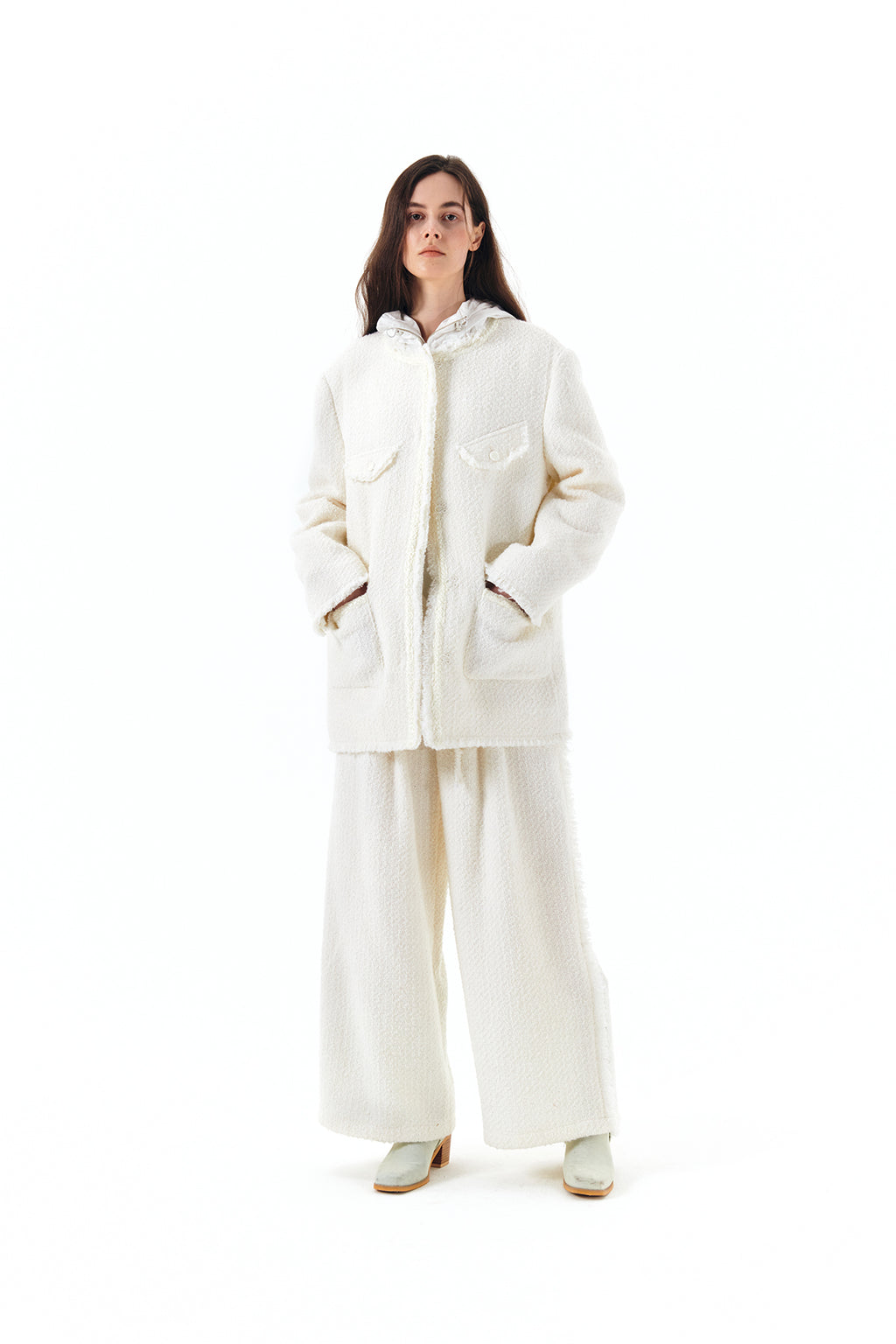 Matin Kim - Tweed String Wide Trouser (Ivory) product image 8 | TRAB K-Fashion Australia
